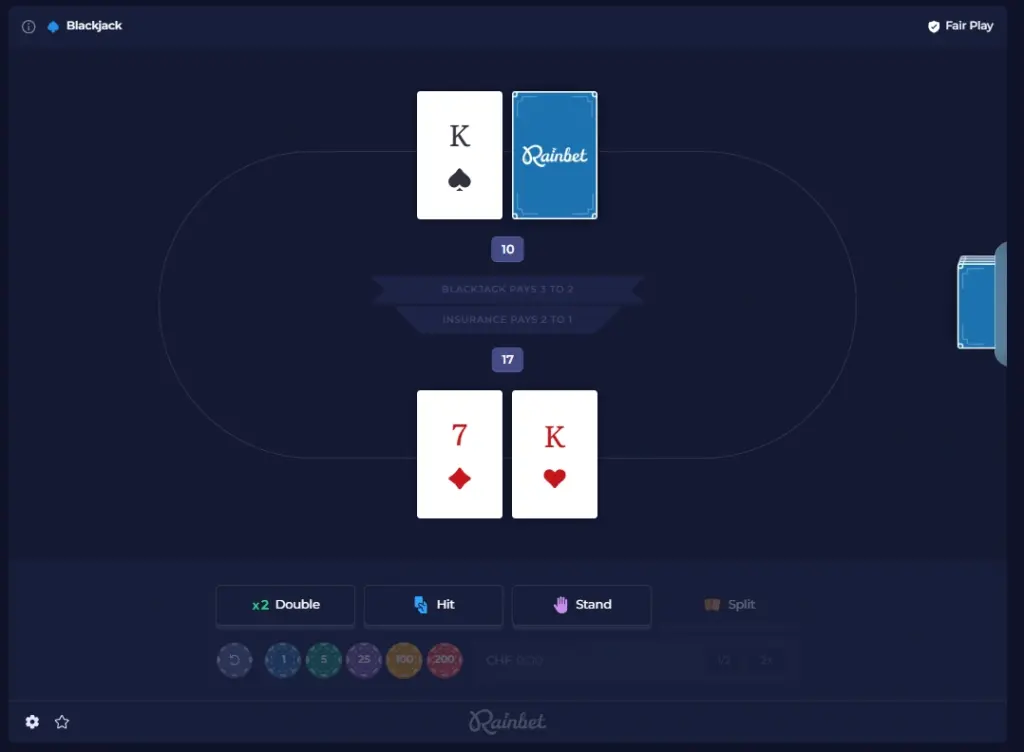 Rainbet Blackjack Original