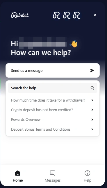 rainbet live support