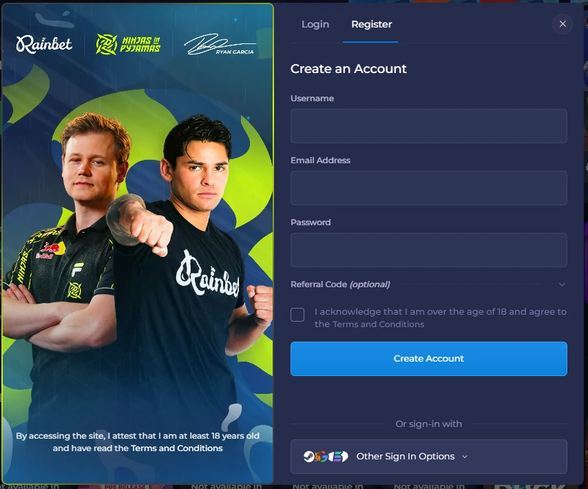 rainbet registration
