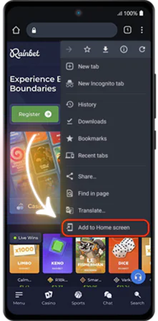 Add to Home screen in Chrome Android