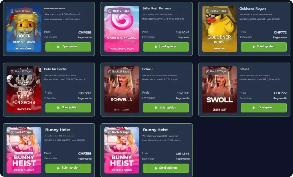 Herausforderungen auf Rainbet