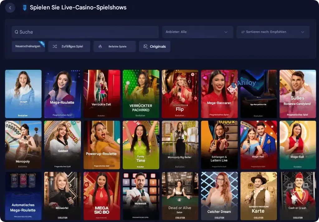 Rainbet Live-Spielshows