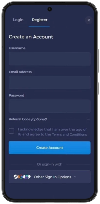 Rainbet Plinko account registration form